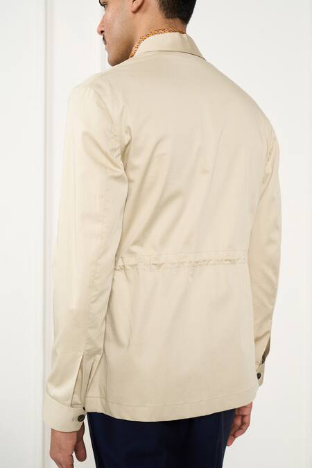 Gargee Designers_Beige Cotton Shacket _at_Aza_Fashions