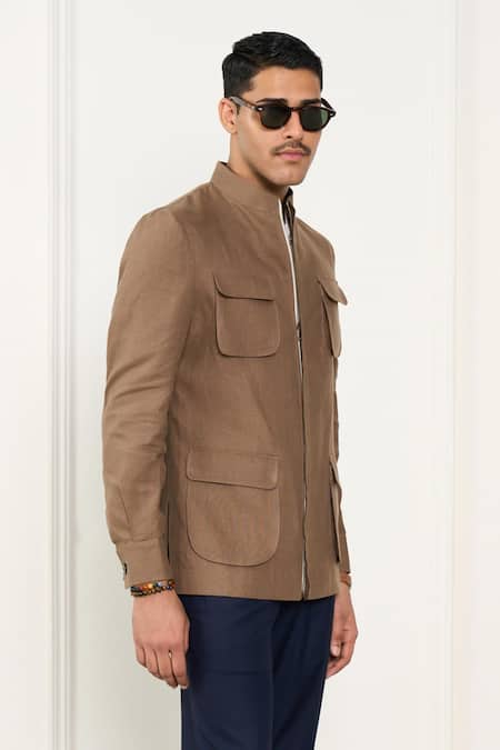 Buy_Gargee Designers_Beige Linen Shacket _Online_at_Aza_Fashions