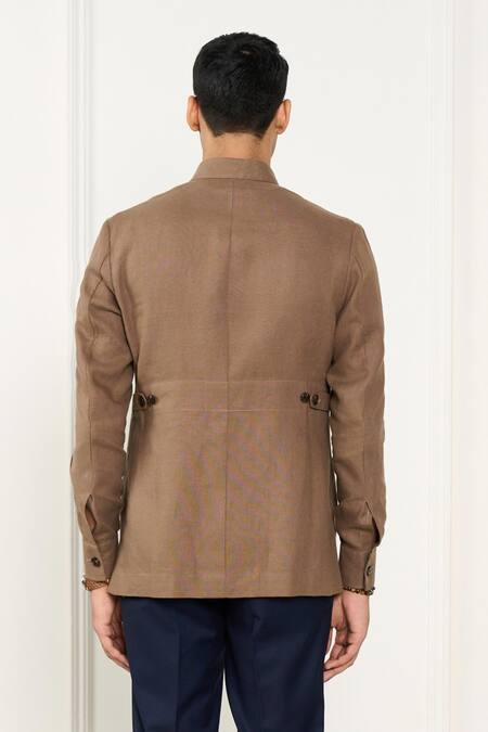 Shop_Gargee Designers_Beige Linen Shacket _at_Aza_Fashions