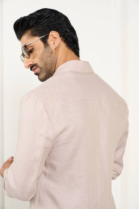 Gargee Designers_Pink Linen Shacket_Online_at_Aza_Fashions