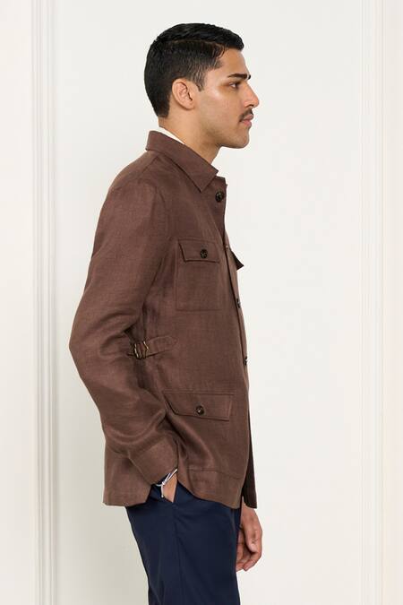 Buy_Gargee Designers_Brown Linen Shacket _Online_at_Aza_Fashions