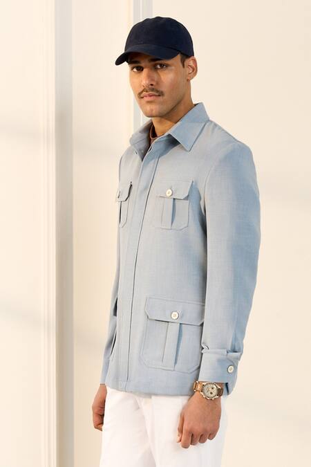 Buy_Gargee Designers_Blue Polyester, Lycra Designer Shacket _Online_at_Aza_Fashions