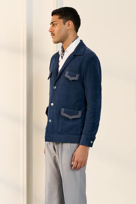 Buy_Gargee Designers_Blue Polyester Designer Shacket _Online_at_Aza_Fashions