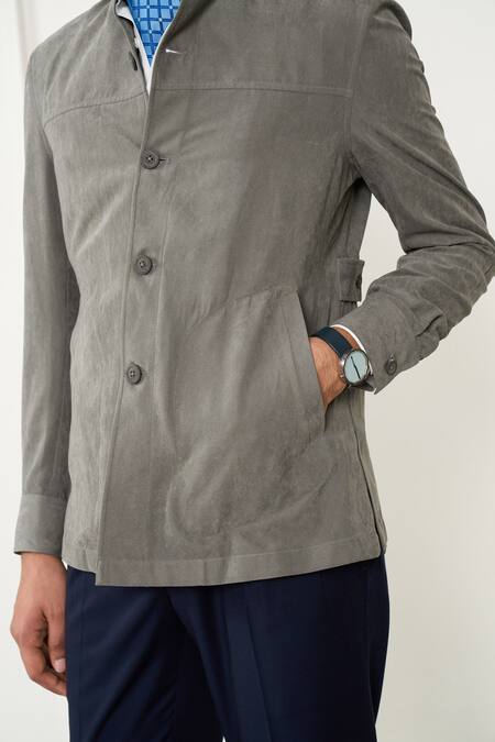 Buy_Gargee Designers_Gray Suede Grey Shacket 