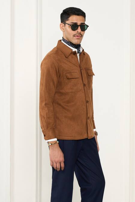 Buy_Gargee Designers_Brown Suede Shacket _Online_at_Aza_Fashions