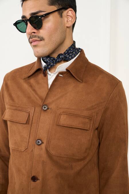 Buy_Gargee Designers_Brown Suede Shacket 