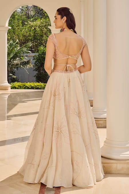Parul Gandhi Embroidered Silk Jacquard Lehenga Set 
