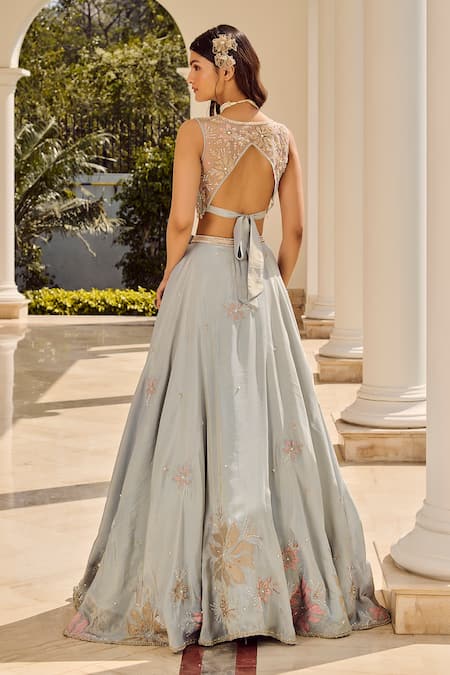 Parul Gandhi Powder Blue Embroidered Lehenga Set 