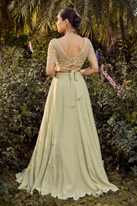 Parul Gandhi Embroidered Silk Organza Lehenga Set 