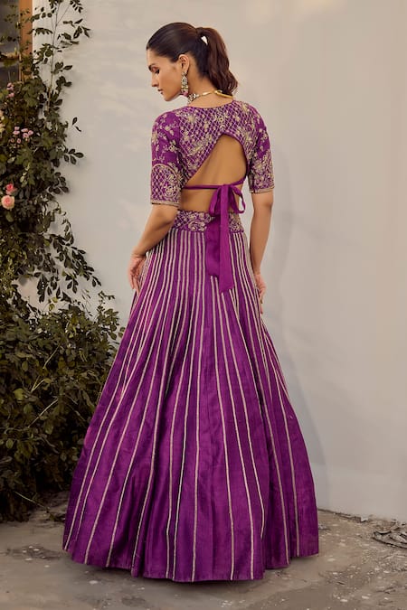 Parul Gandhi Purple Embroidered Lehenga Set 