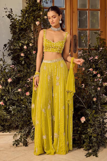 Parul Gandhi Lime Green Silk Organza Kurta Set 