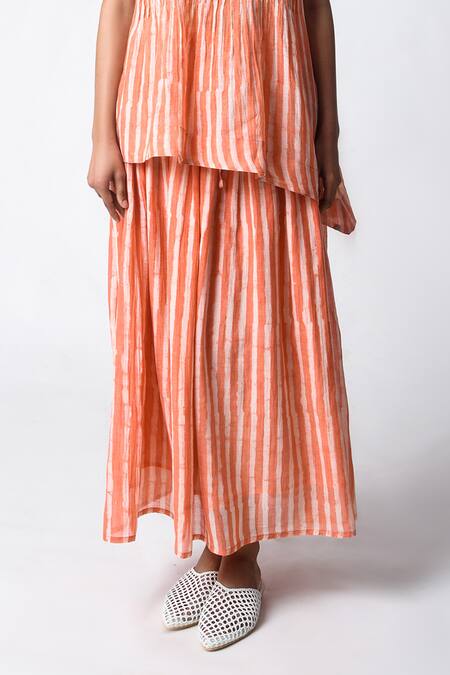 Buy JAYATI GOENKA Coral Chanderi Silk Round Neck Pintuck Cord Set Online at Aza Fashions Buy_JAYATI GOENKA_Coral Chanderi Silk Round Neck Pintuck Cord Set _Online_at_Aza_Fashions