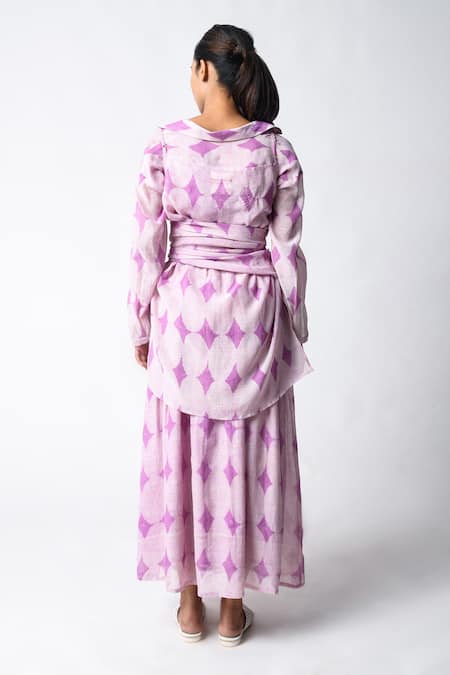 Shop JAYATI GOENKA Purple Chanderi Silk V-neck Cami Wrap Pant Set at Aza Fashions Shop_JAYATI GOENKA_Purple Chanderi Silk V-neck Cami Wrap Pant Set _at_Aza_Fashions