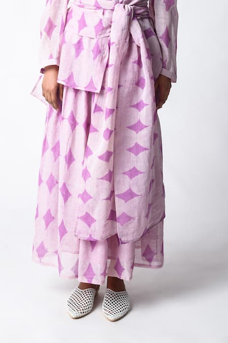 Buy JAYATI GOENKA Purple Chanderi Silk V-neck Cami Wrap Pant Set Buy_JAYATI GOENKA_Purple Chanderi Silk V-neck Cami Wrap Pant Set