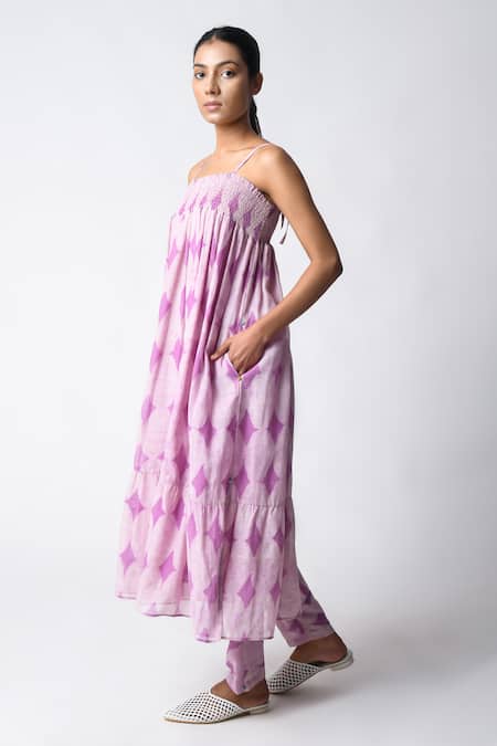 Buy JAYATI GOENKA Purple Chanderi Silk Round Neck Strappy Plum Co-ord Set Online at Aza Fashions Buy_JAYATI GOENKA_Purple Chanderi Silk Round Neck Strappy Plum Co-ord Set _Online_at_Aza_Fashions