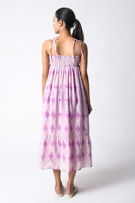 Shop JAYATI GOENKA Purple Chanderi Silk Open Neck Strappy Midi Dress at Aza Fashions Shop_JAYATI GOENKA_Purple Chanderi Silk Open Neck Strappy Midi Dress _at_Aza_Fashions