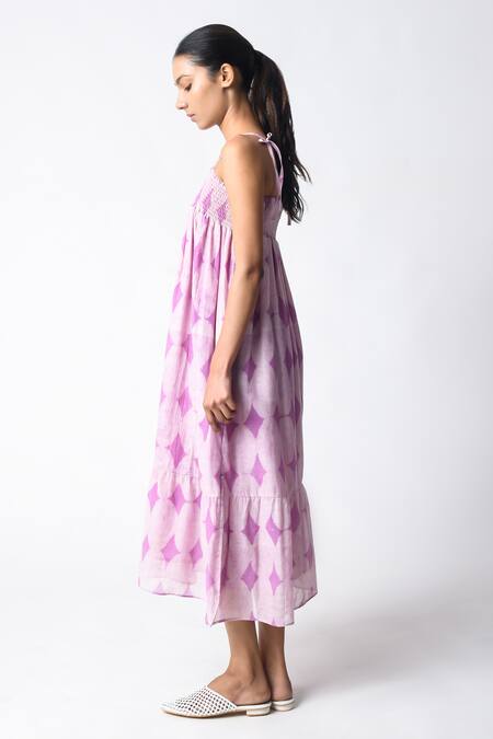 JAYATI GOENKA Purple Chanderi Silk Open Neck Strappy Midi Dress Online at Aza Fashions JAYATI GOENKA_Purple Chanderi Silk Open Neck Strappy Midi Dress _Online_at_Aza_Fashions
