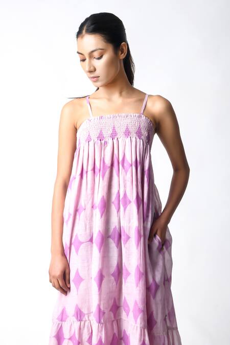 Shop JAYATI GOENKA Purple Chanderi Silk Open Neck Strappy Midi Dress Online at Aza Fashions Shop_JAYATI GOENKA_Purple Chanderi Silk Open Neck Strappy Midi Dress _Online_at_Aza_Fashions