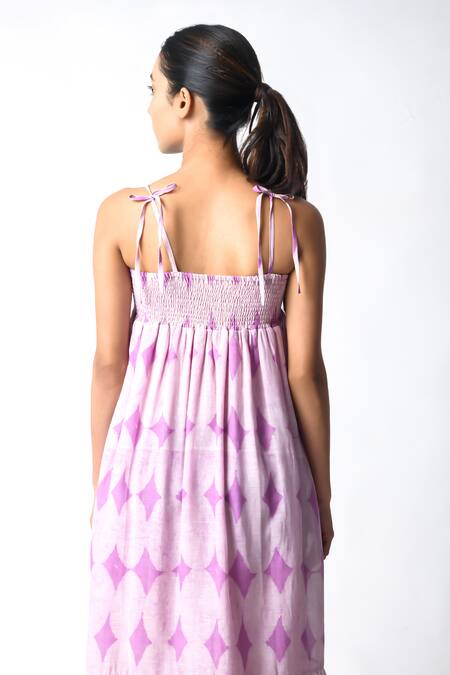 JAYATI GOENKA Purple Chanderi Silk Open Neck Strappy Midi Dress at Aza Fashions JAYATI GOENKA_Purple Chanderi Silk Open Neck Strappy Midi Dress _at_Aza_Fashions
