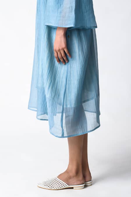 Buy JAYATI GOENKA Blue Chanderi Silk Off-shoulder Sky Midi Dress Online at Aza Fashions Buy_JAYATI GOENKA_Blue Chanderi Silk Off-shoulder Sky Midi Dress _Online_at_Aza_Fashions