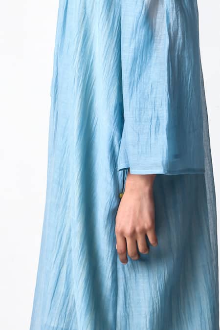 Shop JAYATI GOENKA Blue Chanderi Silk Off-shoulder Sky Midi Dress Online at Aza Fashions Shop_JAYATI GOENKA_Blue Chanderi Silk Off-shoulder Sky Midi Dress _Online_at_Aza_Fashions