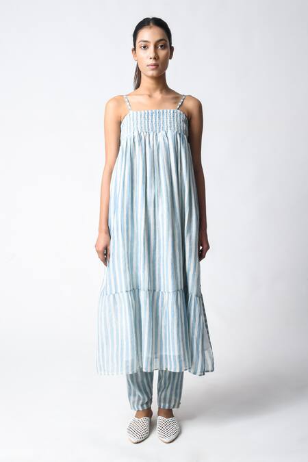 Buy JAYATI GOENKA Blue Chanderi Silk Open Neck Strappy Sky Co-ord Set Online at Aza Fashions Buy_JAYATI GOENKA_Blue Chanderi Silk Open Neck Strappy Sky Co-ord Set _Online_at_Aza_Fashions