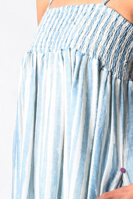 JAYATI GOENKA Blue Chanderi Silk Open Neck Strappy Sky Co-ord Set at Aza Fashions JAYATI GOENKA_Blue Chanderi Silk Open Neck Strappy Sky Co-ord Set _at_Aza_Fashions