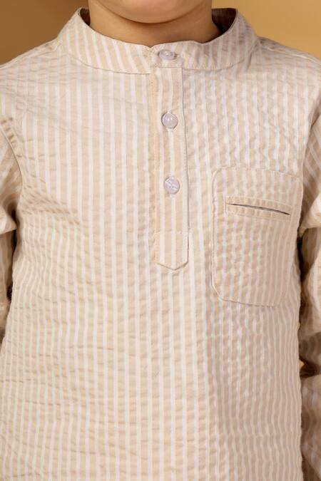 Buy_Petite Pomme_Beige Cotton Striped Shirt And Pant Set_Online_at_Aza_Fashions