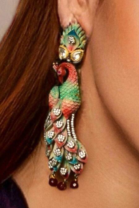 Buy Amaara Jewels Multi Color Zari Bright Ombrey Peacock Luxe Dangler Earrings Online at Aza Fashions Buy_Amaara Jewels_Multi Color Zari Bright Ombrey Peacock Luxe Dangler Earrings _Online_at_Aza_Fashions