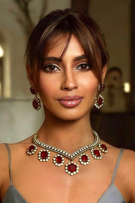 Shop Amaara Jewels Gold Plated Imitation Diamonds Ruby Moissanite Regal Necklace Set at Aza Fashions Shop_Amaara Jewels_Gold Plated Imitation Diamonds Ruby Moissanite Regal Necklace Set _at_Aza_Fashions