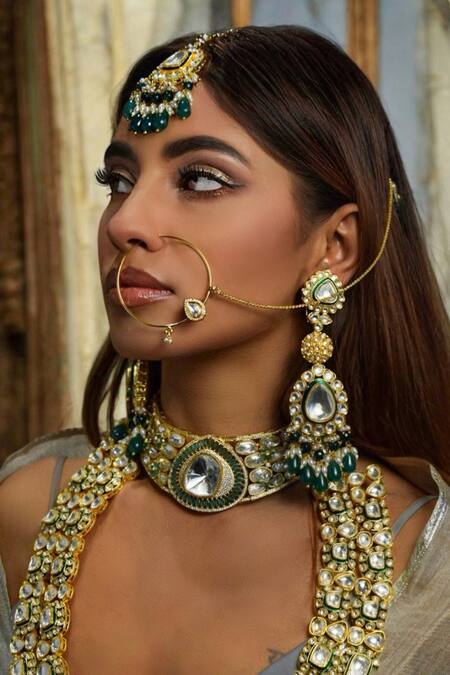 Amaara Jewels Gold Plated Designer Moissanite Nath Online at Aza Fashions Amaara Jewels_Gold Plated Designer Moissanite Nath_Online_at_Aza_Fashions