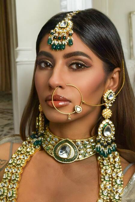 Shop Amaara Jewels Gold Plated Designer Moissanite Nath at Aza Fashions Shop_Amaara Jewels_Gold Plated Designer Moissanite Nath_at_Aza_Fashions