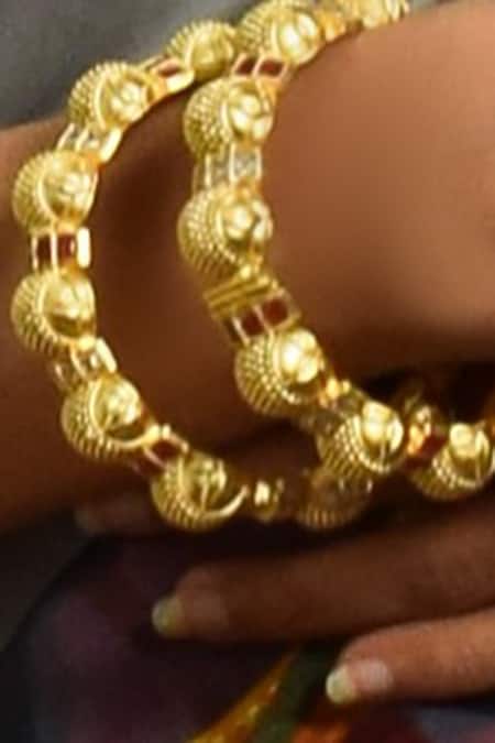 Amaara Jewels Gold Plated Zari Kundan Ruby Ever Glow Bangles Online at Aza Fashions Amaara Jewels_Gold Plated Zari Kundan Ruby Ever Glow Bangles _Online_at_Aza_Fashions