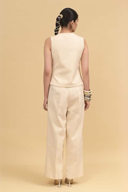 Rishi and Vibhuti Designer Ivory & Gold Pant Set 