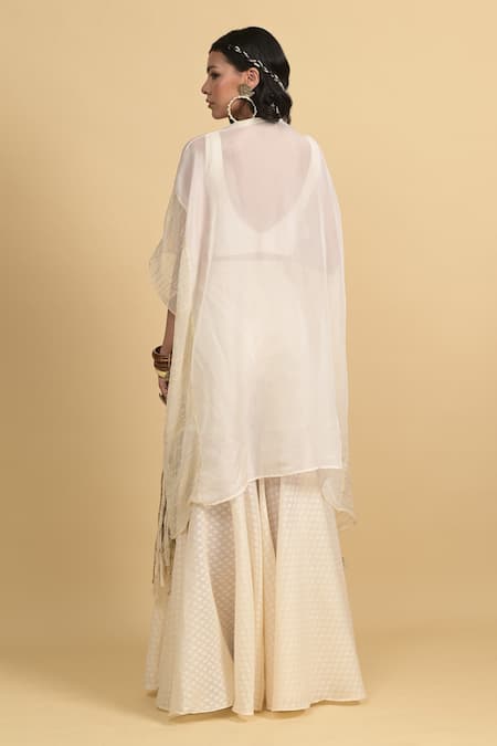 Rishi and Vibhuti Border Embroidered Sharara Set with Cape 