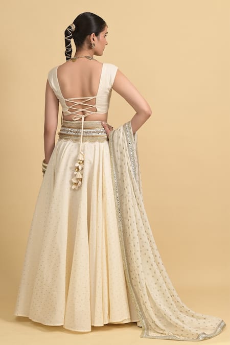 Rishi and Vibhuti Ivory Classic Lehenga Set 
