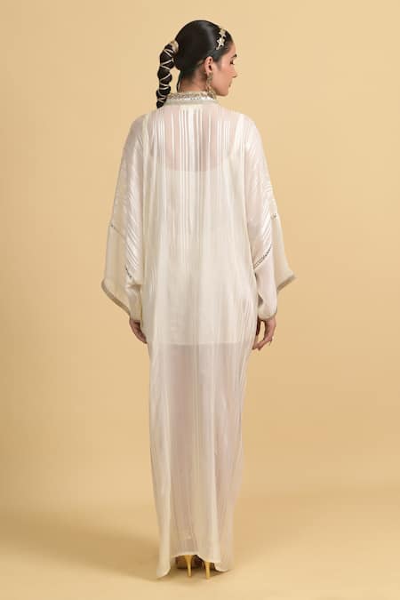 Rishi and Vibhuti Organza Placket Embroidered Kaftan 