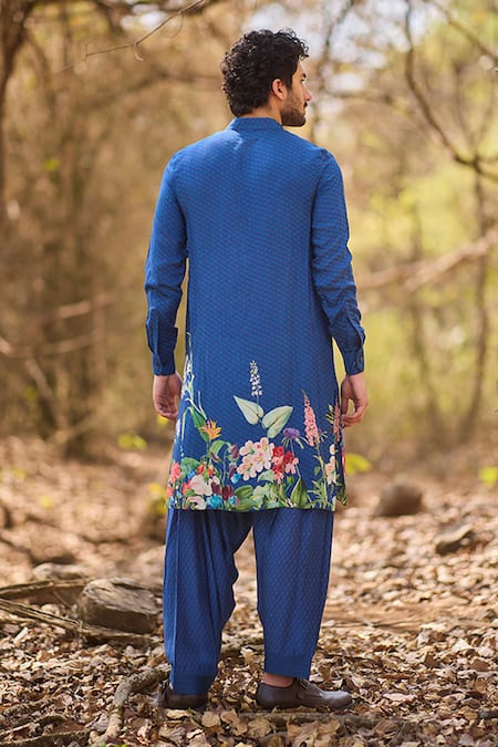 Nirmooha Floral Printed Indigo Eden Kurta Set 