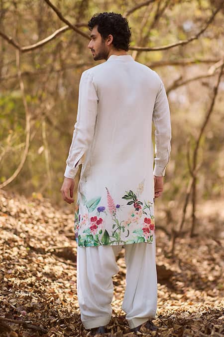 Nirmooha Floral Printed Ivory Bloom Kurta Set 