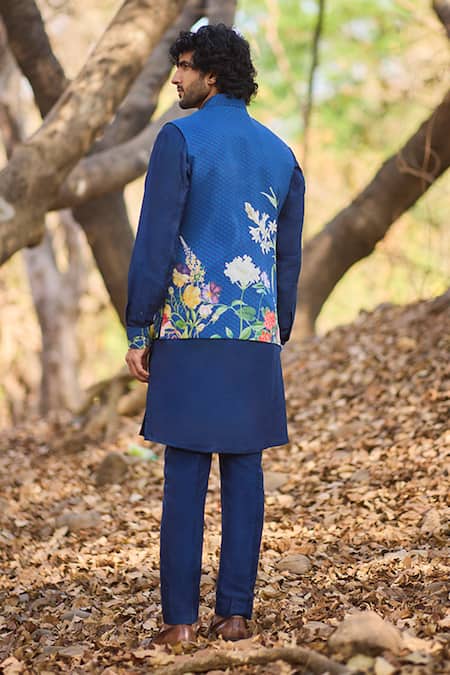 Nirmooha Floral Indigo Bundi Kurta Set 