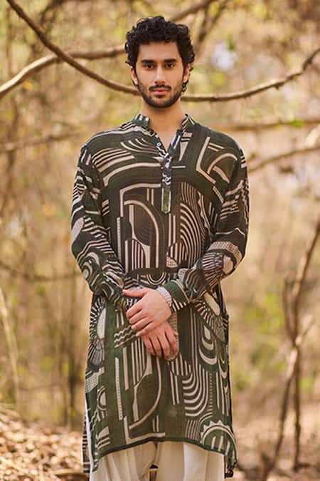 Nirmooha Multi Color Chiffon Geometric Printed Tribal Royale Kurta Set Online at Aza Fashions Nirmooha_Multi Color Chiffon Geometric Printed Tribal Royale Kurta Set _Online_at_Aza_Fashions