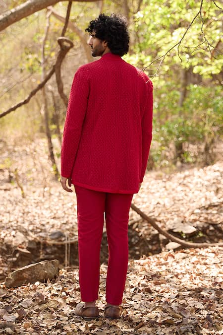 Nirmooha Crimson Mirage Kurta Set with Jacket 