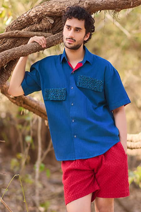 Nirmooha Frontier Embroidered Denim Casual Shirt 