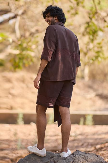 Nirmooha Wildwood Weave Denim Panel Shirt 