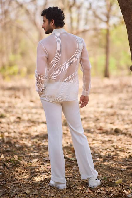 Nirmooha Ivory Command Sheer Cording Shirt 