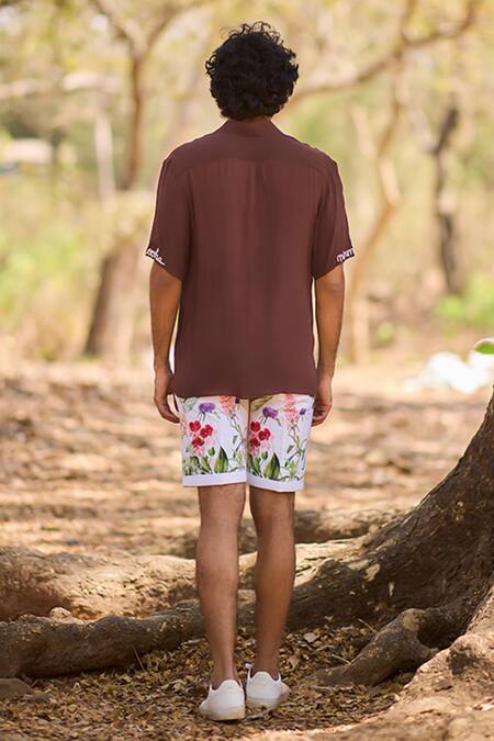 Shop_Nirmooha_Brown Crepe Ember And Earth Shirt _at_Aza_Fashions