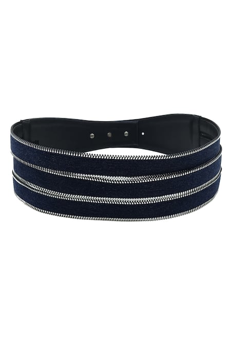 Shop_Trov_Blue Zari Cora Denim And Silver Designer Belt _at_Aza_Fashions