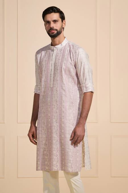 Buy Raghavendra Rathore Jodhpur White Silk Embroidery Geometric Pattern Kurta Online at Aza Fashions Buy_Raghavendra Rathore Jodhpur_White Silk Embroidery Geometric Pattern Kurta _Online_at_Aza_Fashions