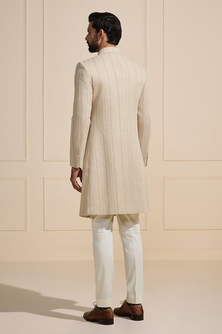 Shop Raghavendra Rathore Jodhpur Off White Silk Textured Sherwani at Aza Fashions Shop_Raghavendra Rathore Jodhpur_Off White Silk Textured Sherwani _at_Aza_Fashions