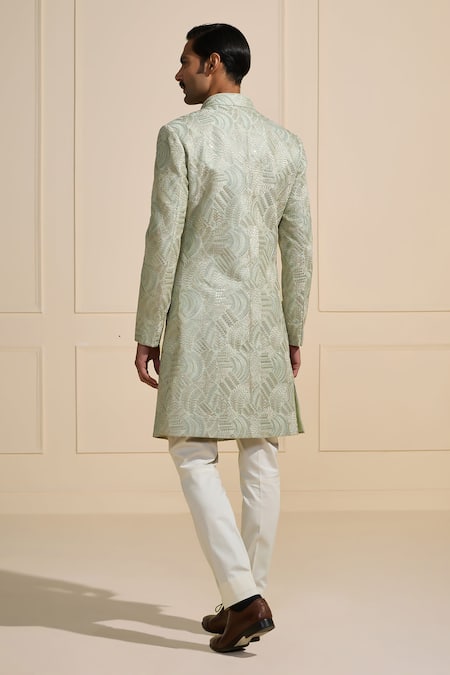Shop Raghavendra Rathore Jodhpur Mint Brocade Sherwani at Aza Fashions Shop_Raghavendra Rathore Jodhpur_Mint Brocade Sherwani _at_Aza_Fashions